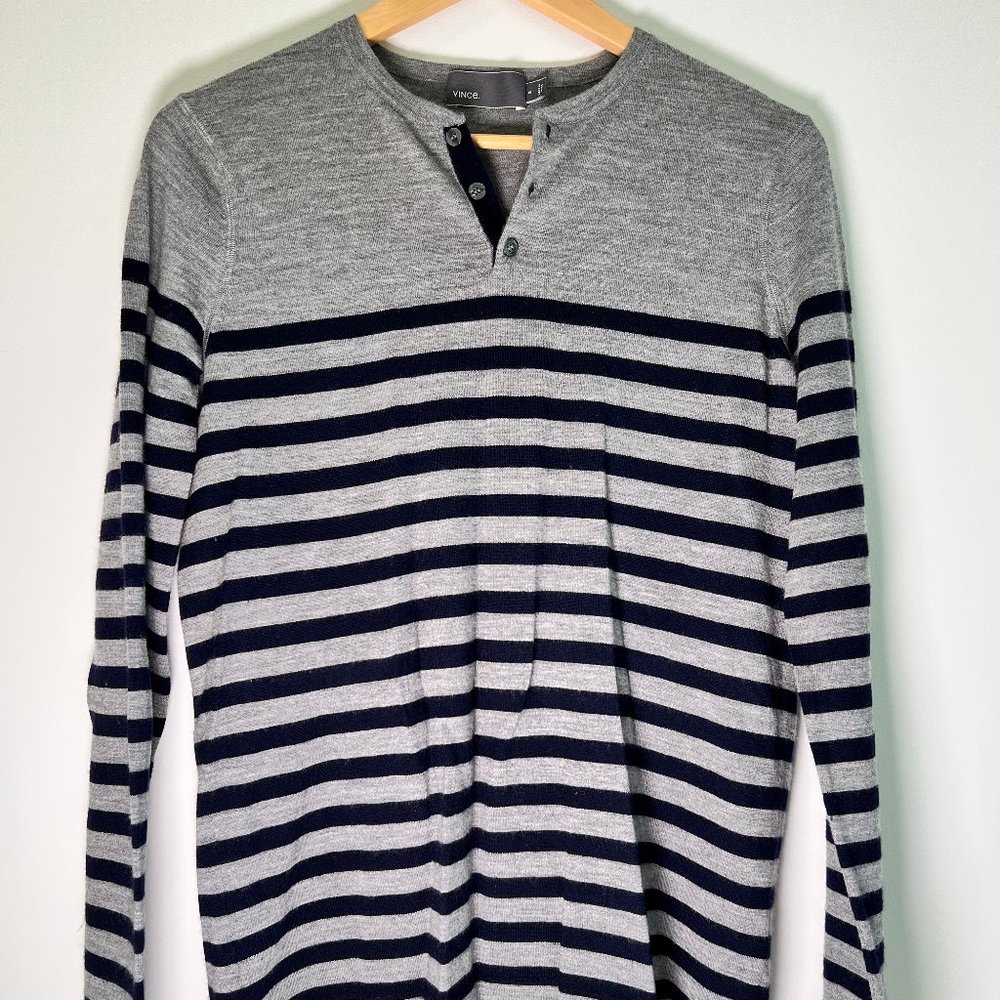 Vince Breton Stripe Wool & Cashmere Henley Sweater